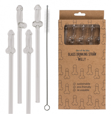 Staklene slamke s motivom penisa